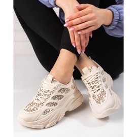 Sneakers da donna Shelovet su suola spessa beige 1