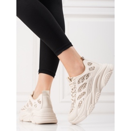Sneakers da donna Shelovet su suola spessa beige 2