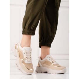 Sneakers beige da donna sulla piattaforma Shelovet 1