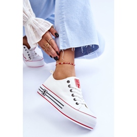 Sneakers da donna in tessuto con plateau Big Star LL274180 Bianche bianca 2