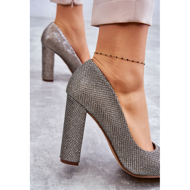 PA1 Pompe lucide su un tacco argento Elmira d'argento 2