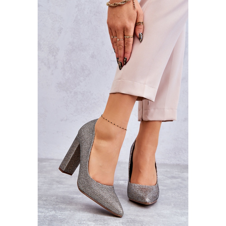 PA1 Pompe lucide su un tacco argento Elmira d'argento 1