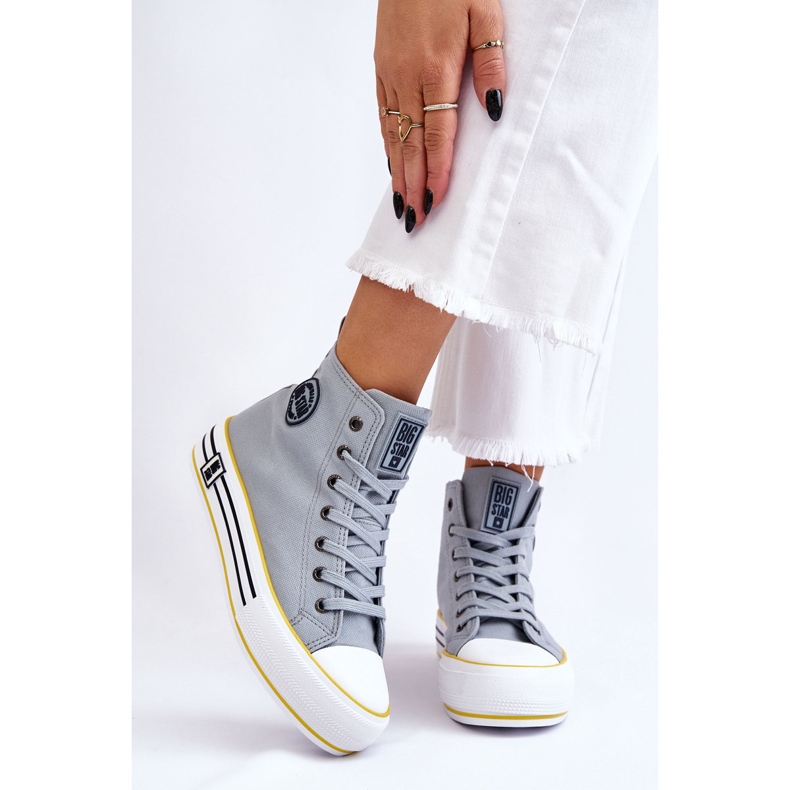 Sneakers alte da donna in tessuto con plateau Big Star LL274188 Azzurro blu 1
