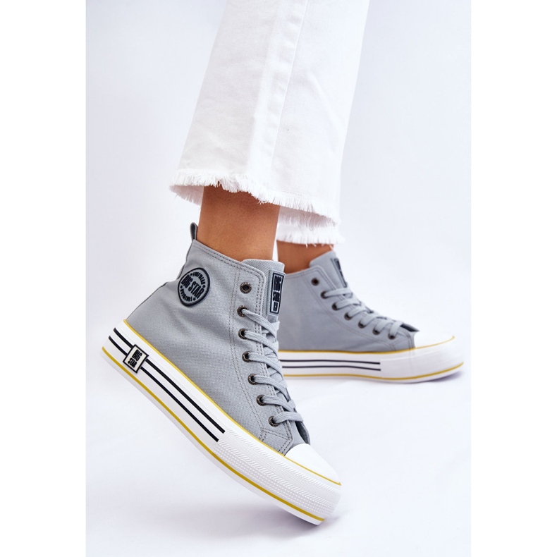 Sneakers alte da donna in tessuto con plateau Big Star LL274188 Azzurro blu 2
