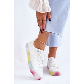 Sneakers da donna con plateau colorato Big Star LL274237 Bianche bianco 1