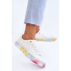 Sneakers da donna con plateau colorato Big Star LL274237 Bianche bianca 2