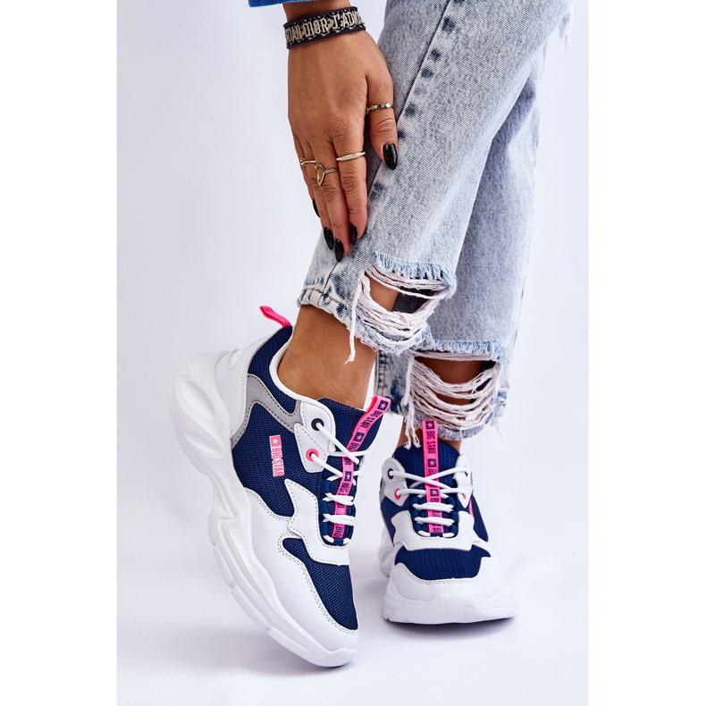 Scarpe sportive leggere da donna Big Star LL274376 bianche e blu navy bianco 1
