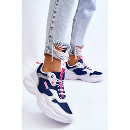 Scarpe sportive leggere da donna Big Star LL274376 bianche e blu navy bianco 2