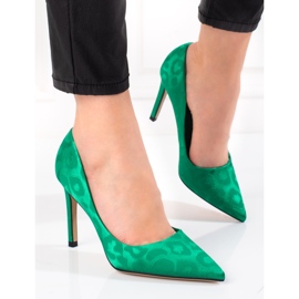 Shelovet tacchi alti da donna in fantasia leopardata verde 2