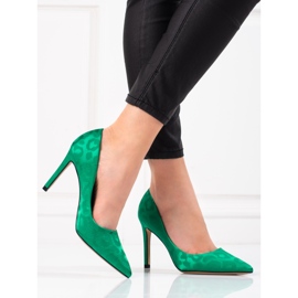 Shelovet tacchi alti da donna in fantasia leopardata verde 1
