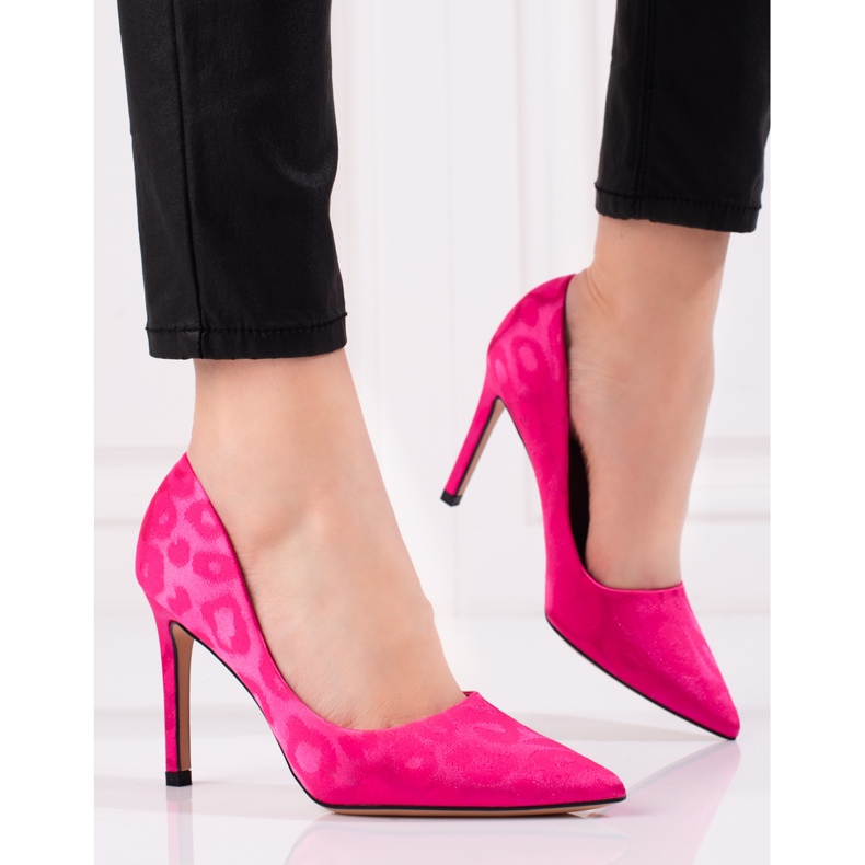 Shelovet tacchi alti da donna in fantasia leopardo fucsia rosa 1