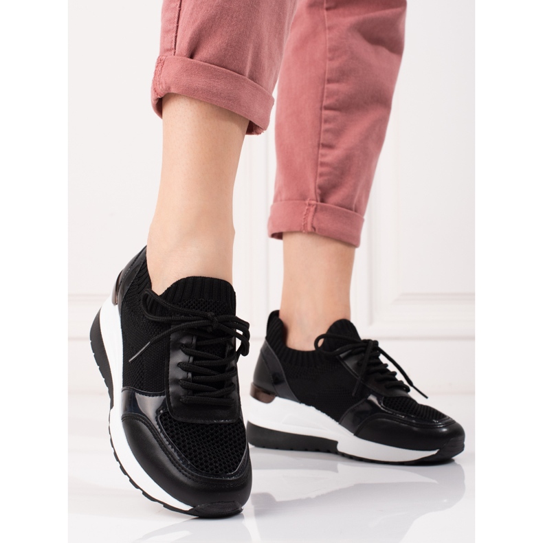 Sneakers da donna con tomaia flessibile nero 2