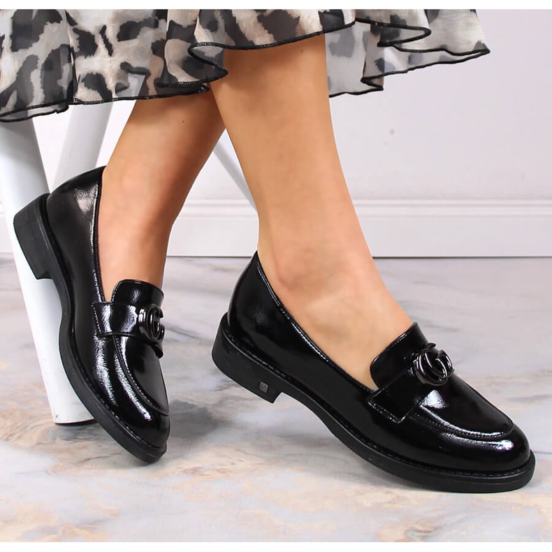 Mocassini laccati neri da donna Potocki SZ12020 nero 1