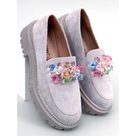 PA1 Stefani Mocassini platform con perline grigie grigio 2