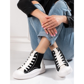 Shelovet sneakers da donna alte bianche e nere bianca nero 1