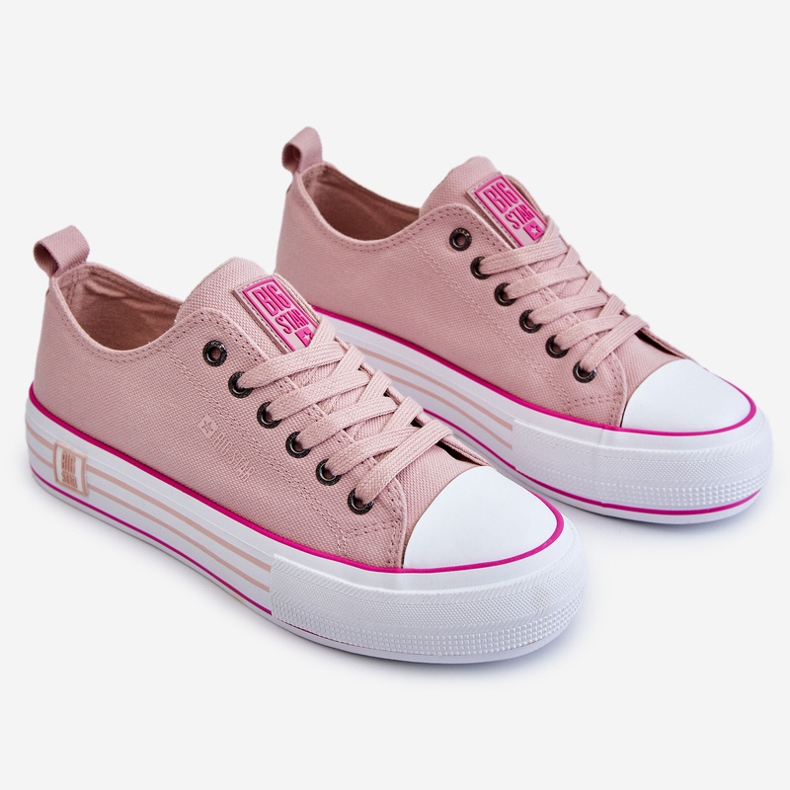 Sneakers da donna in tessuto con plateau Big Star LL274181 rosa 2
