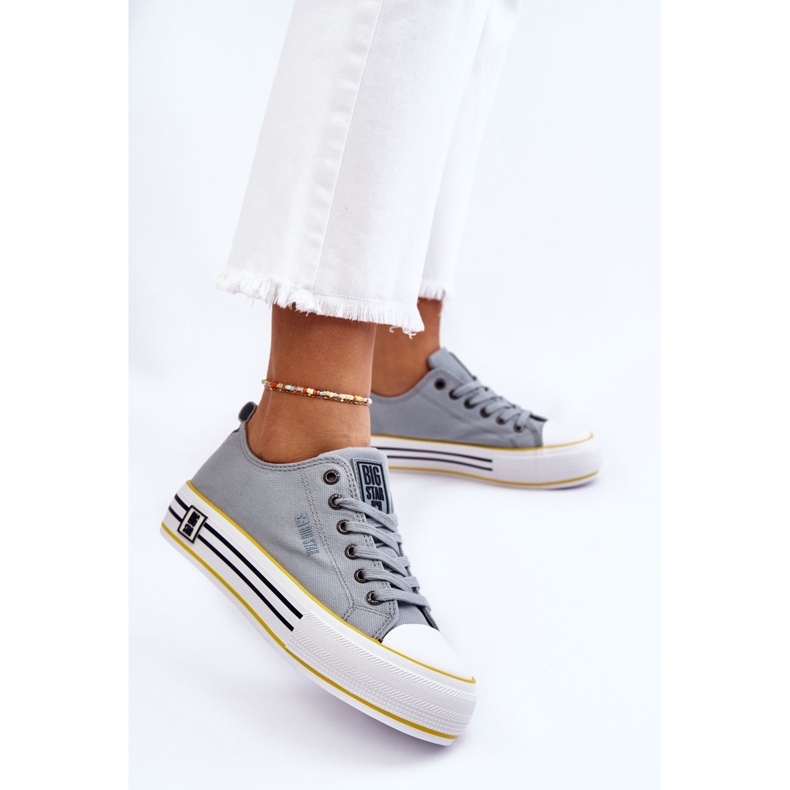 Sneakers da donna in tessuto con plateau Big Star LL274183 Azzurro blu 2