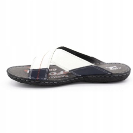 Kampol Ciabatte uomo in pelle 200/B bianche bianca blu navy 1