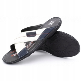 Kampol Ciabatte uomo in pelle 200/B bianche bianco blu navy 5