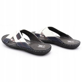 Kampol Ciabatte uomo in pelle 200/B bianche bianca blu navy 6