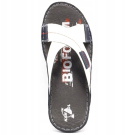 Kampol Ciabatte uomo in pelle 200/B bianche bianco blu navy 7