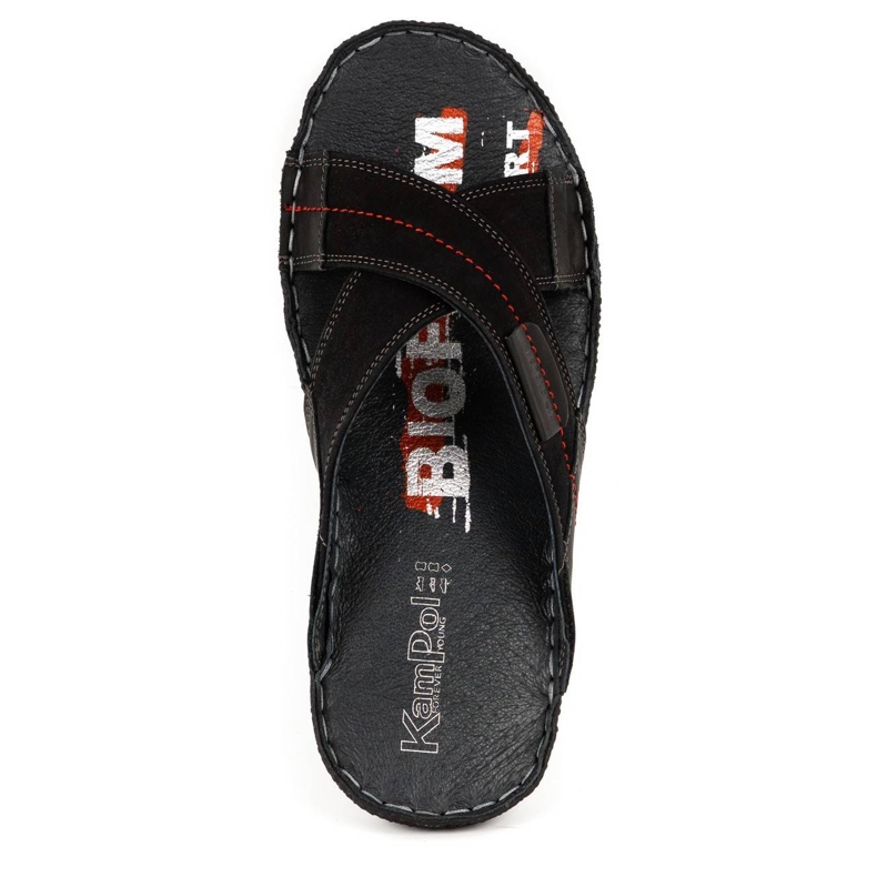 Kampol Ciabatte da uomo in pelle 200/3 nabuk nero 1