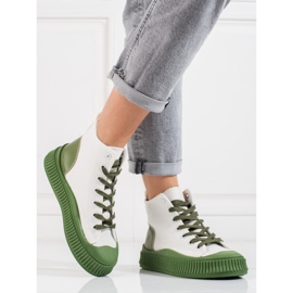 Shelovet sneakers da donna alte bianche e verdi bianco verde 2