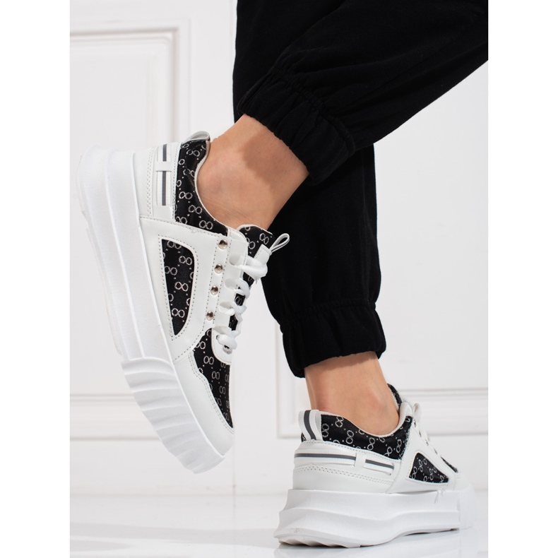 Scarpe sportive da donna Shelovet bianche con inserti neri bianca nero 2