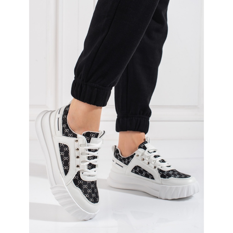 Scarpe sportive da donna Shelovet bianche con inserti neri bianca nero 1