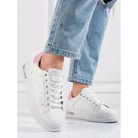 Scarpe sportive bianche da donna Shelovet con motivo bianco 1