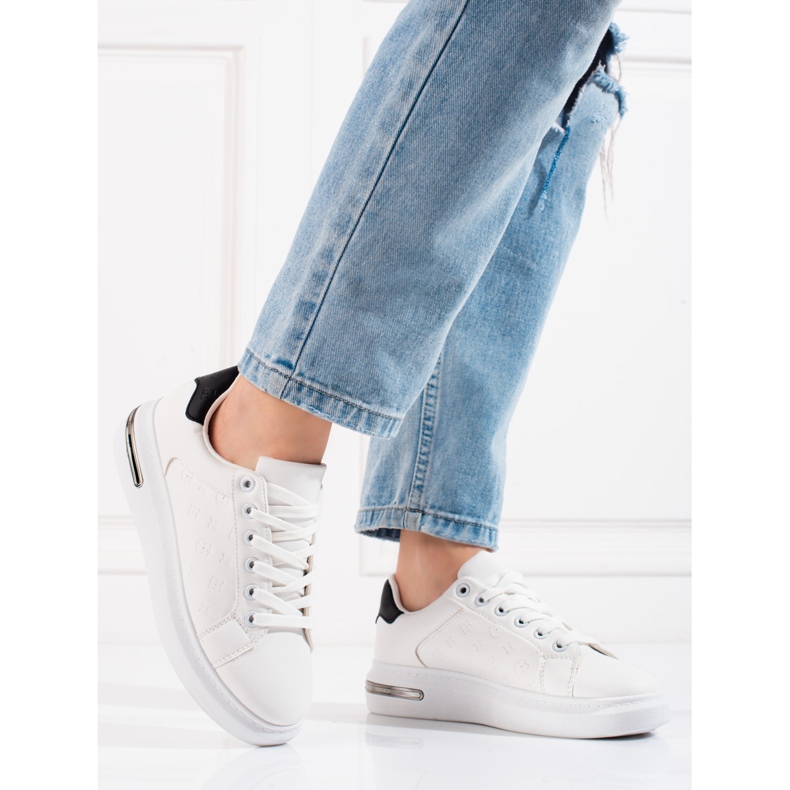 Scarpe sportive da donna Shelovet bianche con motivo bianco 1