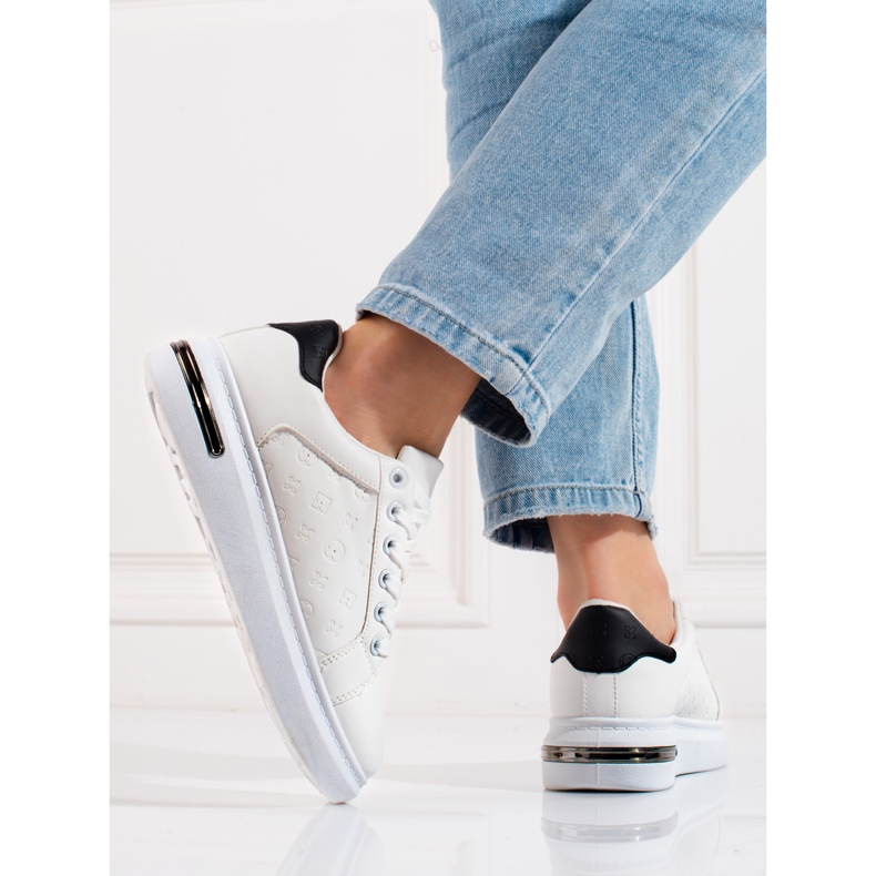 Scarpe sportive da donna Shelovet bianche con motivo bianco 2