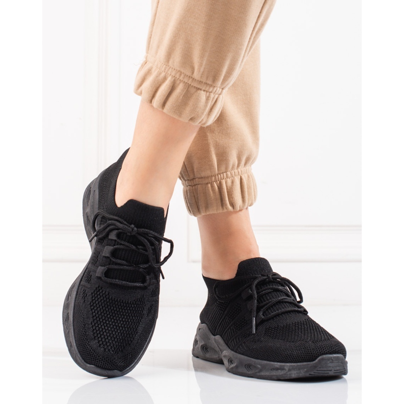 Shelovet scarpe sportive in tessuto nero 2
