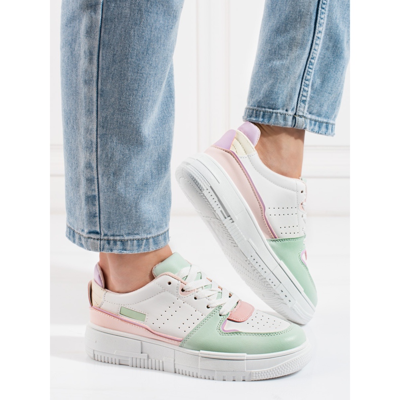 Sneakers pastello Shelovet da donna bianca multicolore 2