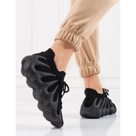 Scarpe sportive da donna Shelovet con suola nera alla moda nero 2