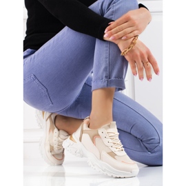 Sneakers da donna beige con plateau Shelovet arancia 1