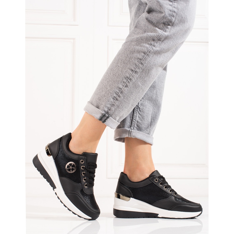 Sneakers con zeppa Shelovet nere da donna nero 2