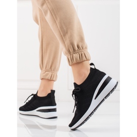 Scarpe sportive da donna con zeppa a calzino Shelovet nero 2