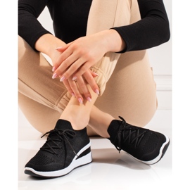 Scarpe sportive da donna con zeppa a calzino Shelovet nero 1