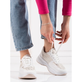 Scarpe sportive da donna Shelovet con motivo lucido bianco argento 1