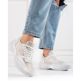 Scarpe sportive da donna Shelovet con fantasia bianca lucida bianco argento 1