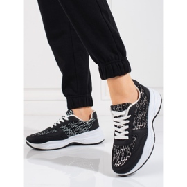 Scarpe sportive da donna Shelovet con fantasia nera lucida nero 1
