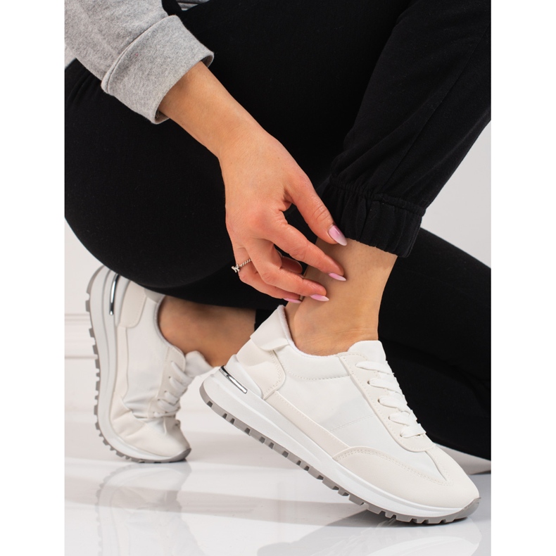 Shelovet scarpe sportive da donna leggere bianche bianco 2