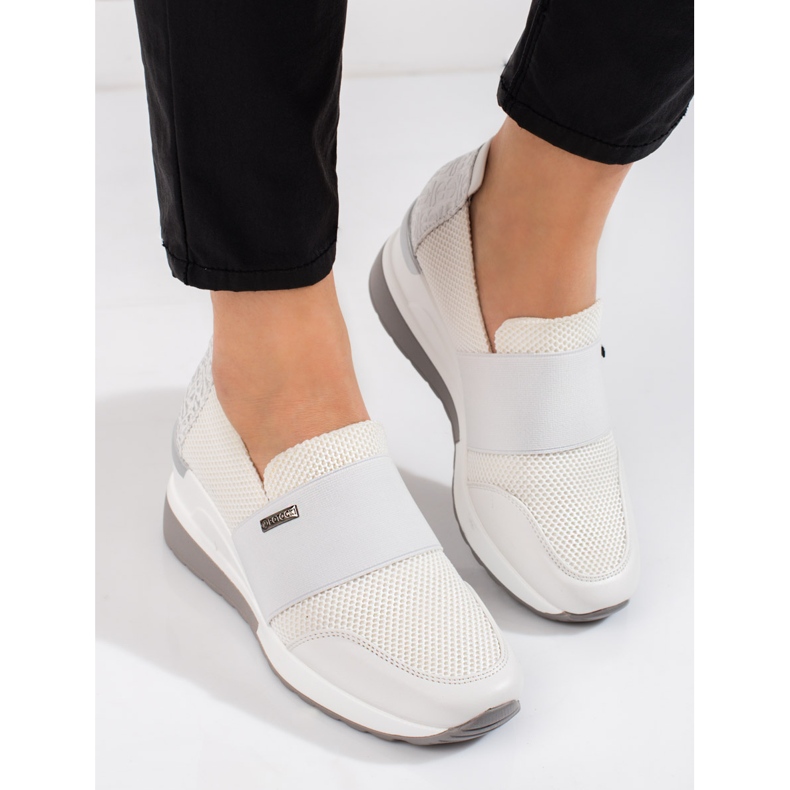 W. Potocki Sneakers da donna con zeppa Potocki bianche bianca 2