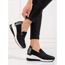 W. Potocki Sneakers nere da donna con zeppa Potocki nero 2