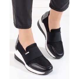W. Potocki Sneakers nere da donna con zeppa Potocki nero 1