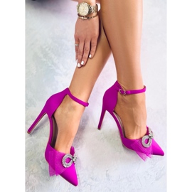 Seastar Triana Scarpe a spillo con fiocco in tulle viola 1