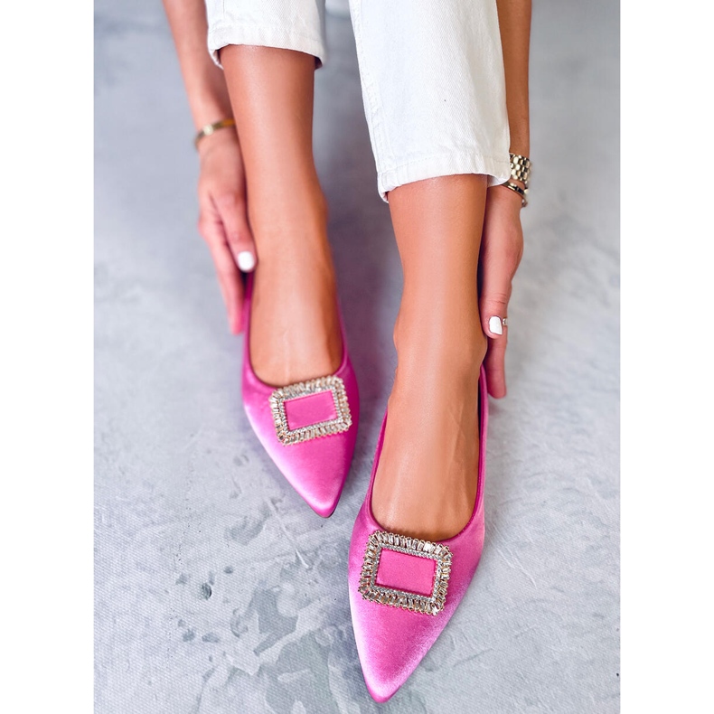 PA1 Eleganti ballerine con pietre Lorella Fushia rosa 1