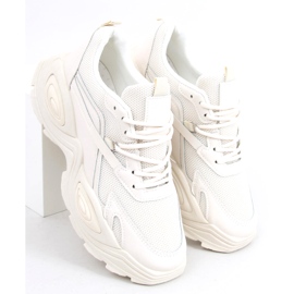 Scarpe sportive da donna beige con suola alta 2