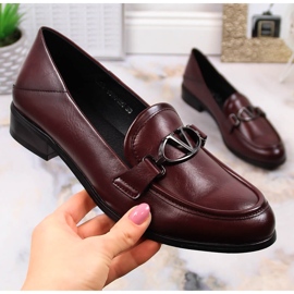 Scarpe bordeaux da donna con tacco piatto Vinceza 10904 rosso 1